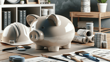 Piggy bank in photorealistic style for home renovation site