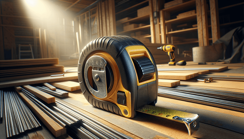 Tape measure in photorealistic style for home renovation site