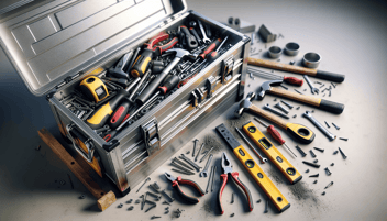 Toolbox in photorealistic style for home renovation site