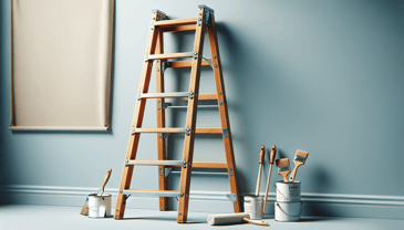 Ladder in photorealistic style for home renovation site