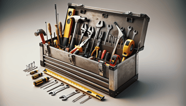 Toolbox in photorealistic style for home renovation site