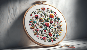 Embroidery hoop in photorealistic style for home renovation site