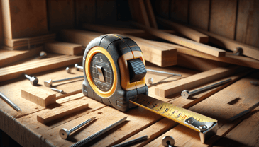 Tape measure in photorealistic style for home renovation site