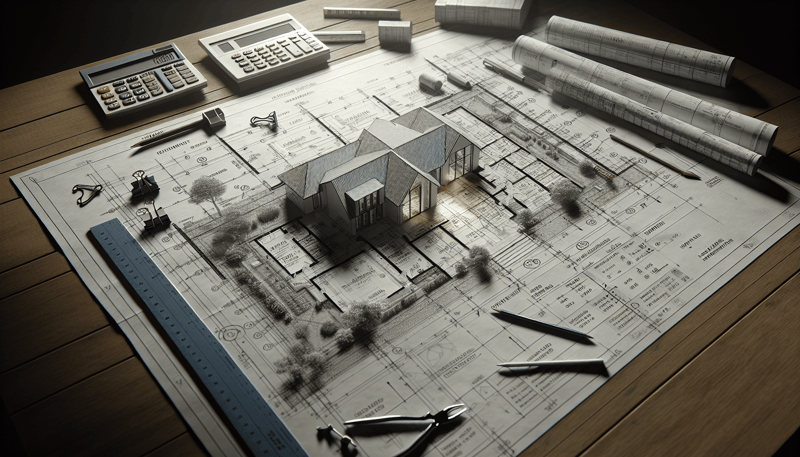 Blueprint in photorealistic style for home renovation site