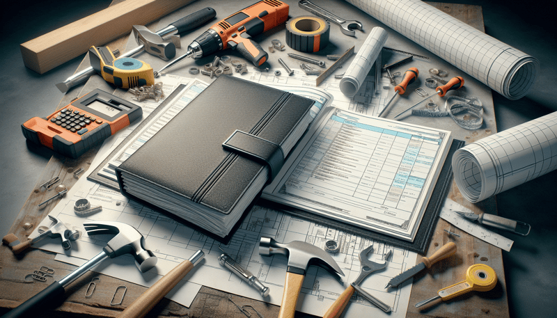 Checkbook in photorealistic style for home renovation site